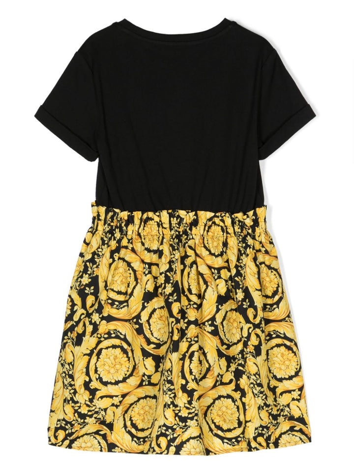 Abito nero per bambina con logo 10003271A10104 2B130 Versace Kids 