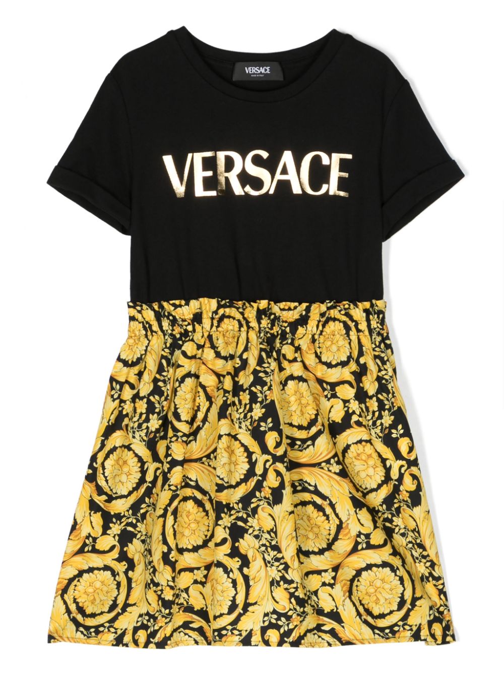 Abito nero per bambina con logo 10003271A10104 2B130 Versace Kids 