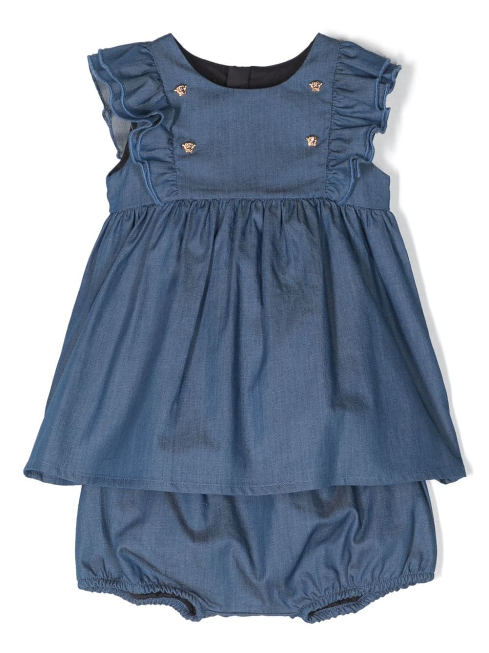 Abito blu per neonata in denim 10127151A09393 1D650 Versace Kids 