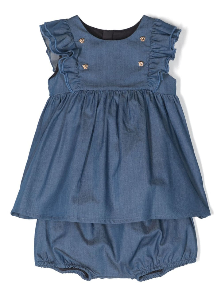Abito blu per neonata in denim 10127151A09393 1D650 Versace Kids 