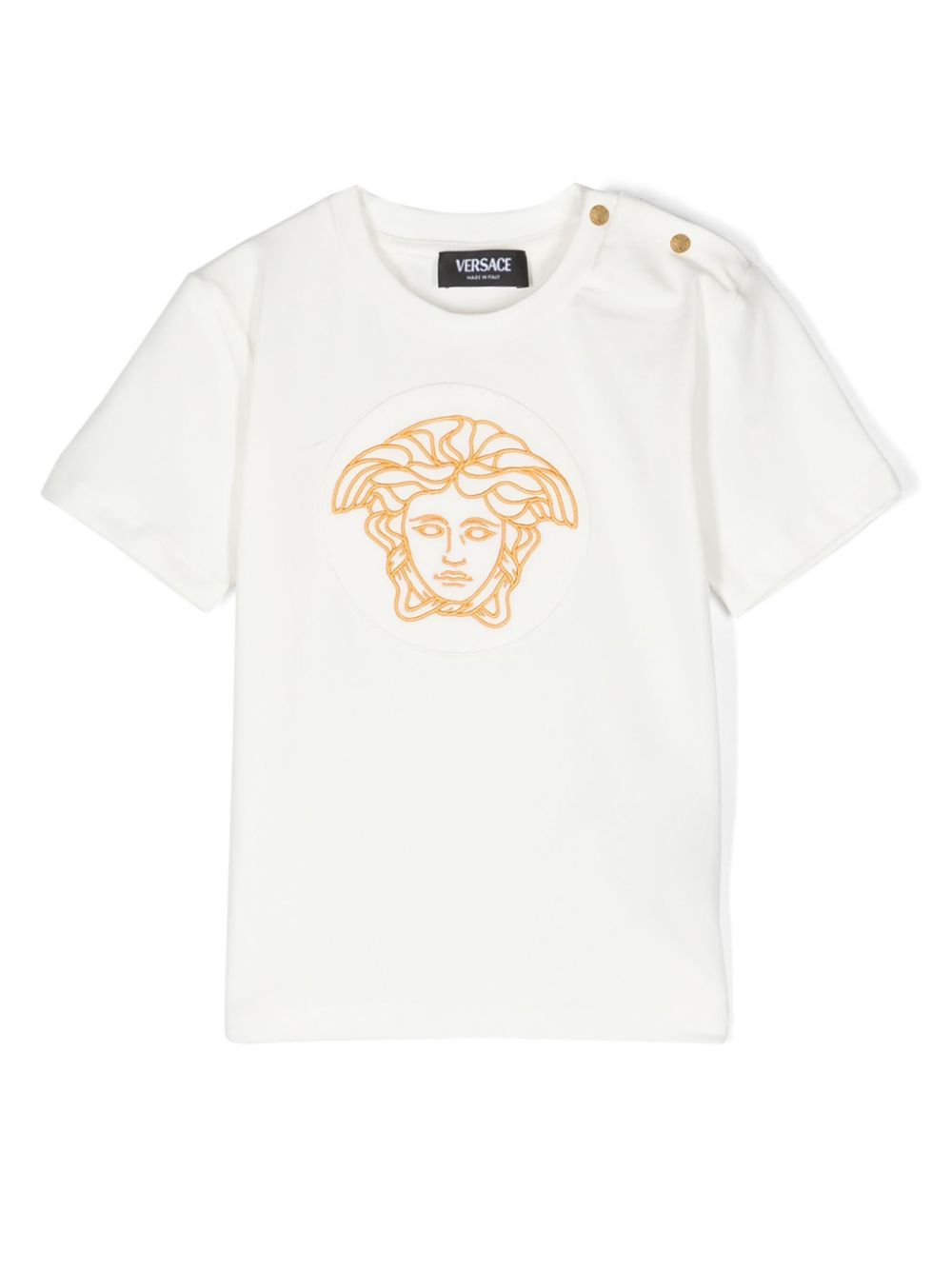 T-shirt bianca per neonato con logo 10133891A09537 2W110 Versace Kids 