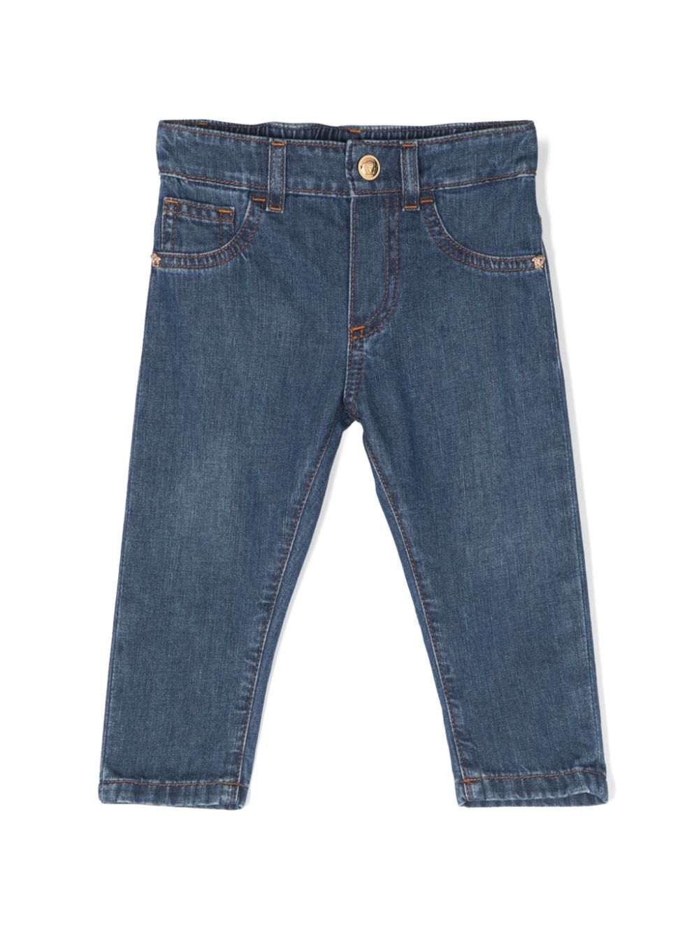 Jeans blu per neonato in denim 10139401A09845 1D030 Versace Kids 