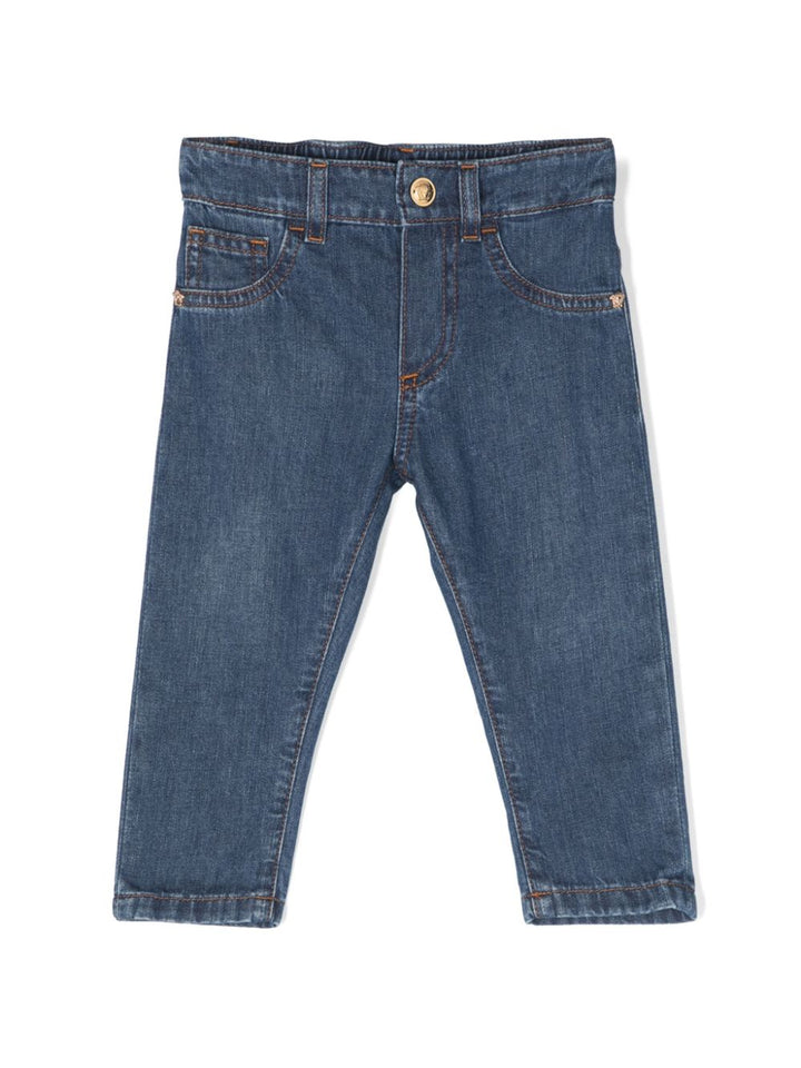 Jeans blu per neonato in denim 10139401A09845 1D030 Versace Kids 
