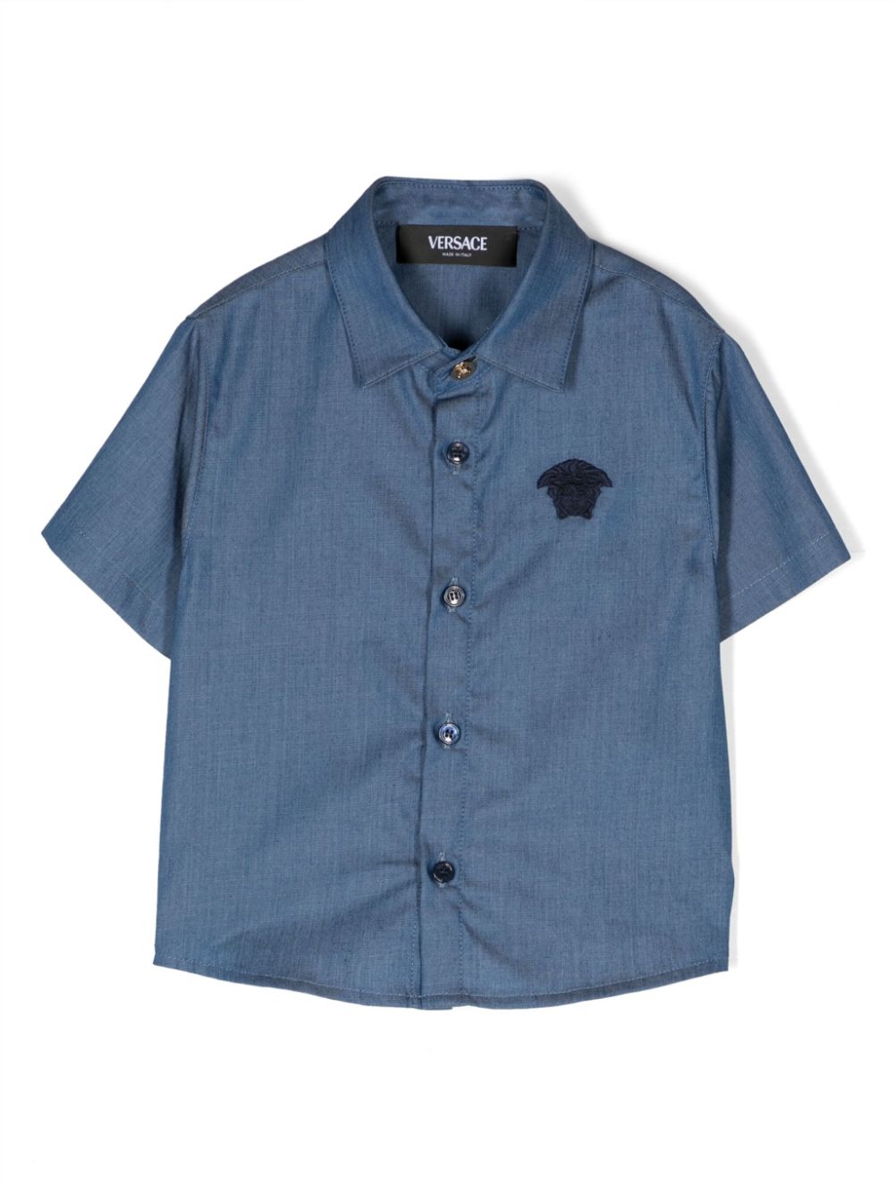 Camicia azzurra per neonato con logo 10139781A09738 2D930 Versace Kids 
