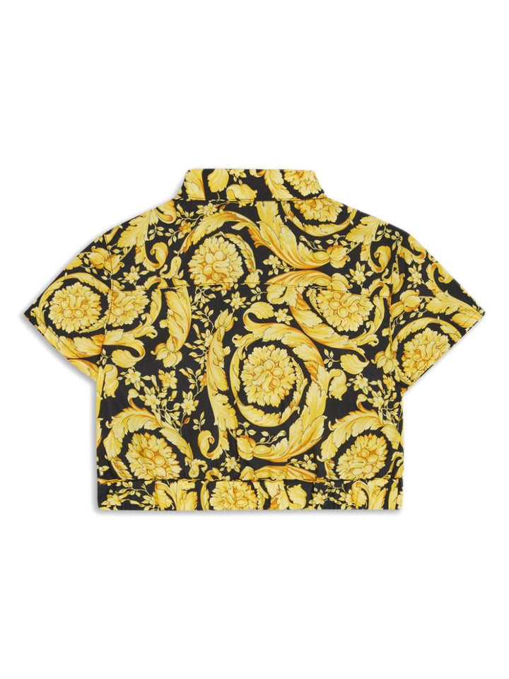 Camicia nera e oro per bambina con stampa 10142271A09674 5B000 Versace Kids 