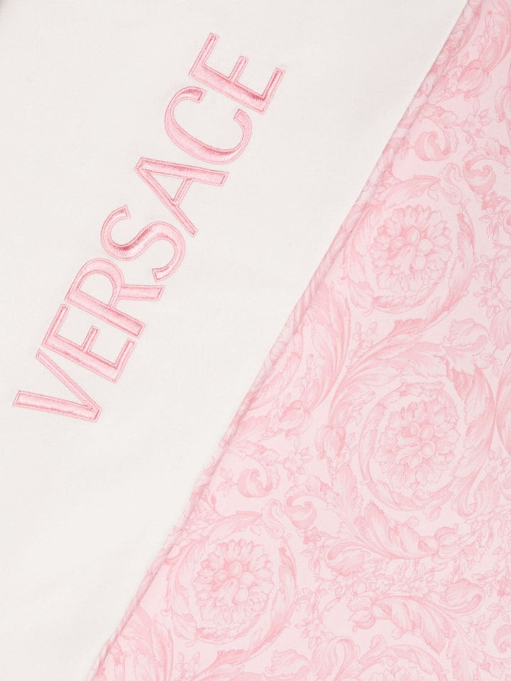 Coperta rosa per neonata con logo