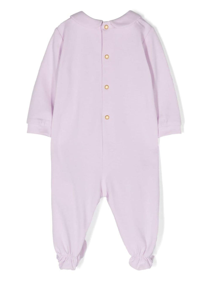 Lilac baby girl onesie with logo
