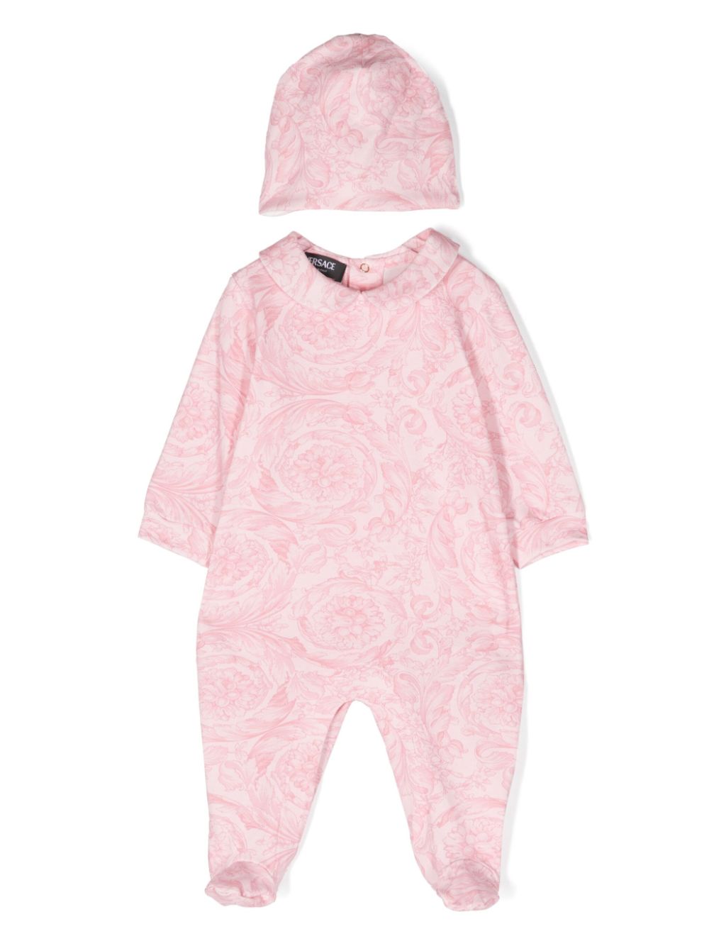 Pink baby girl onesie with print