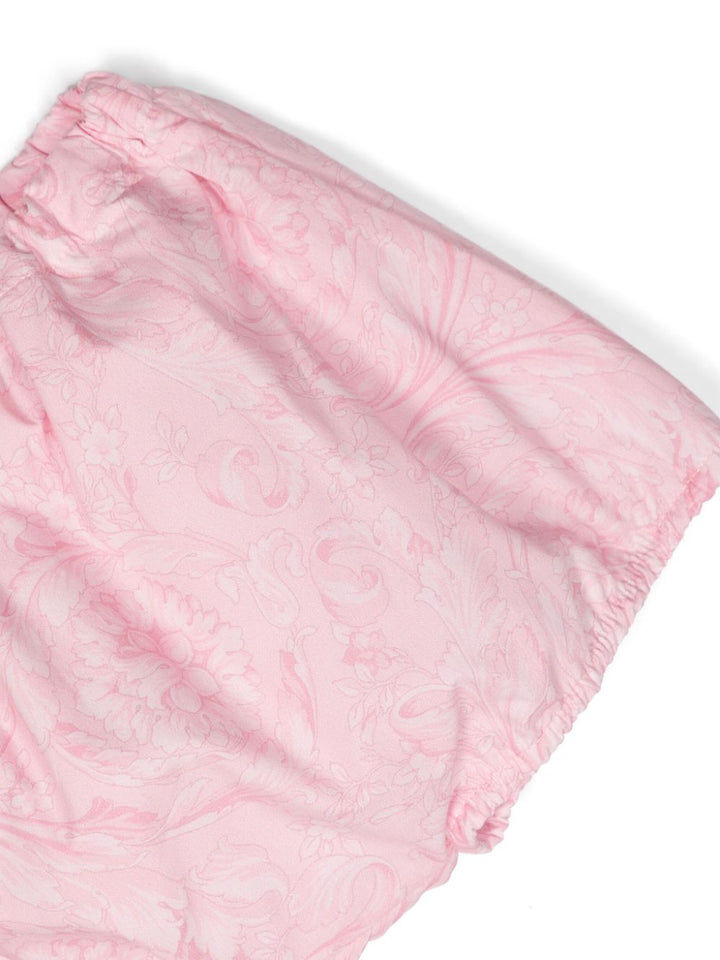 Pink poplin dress for baby girls