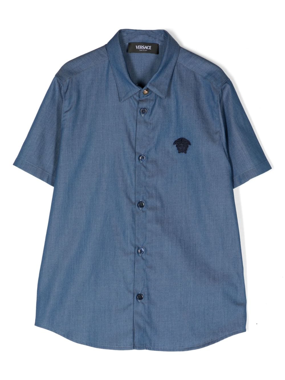Camicia blu per bambino con logo