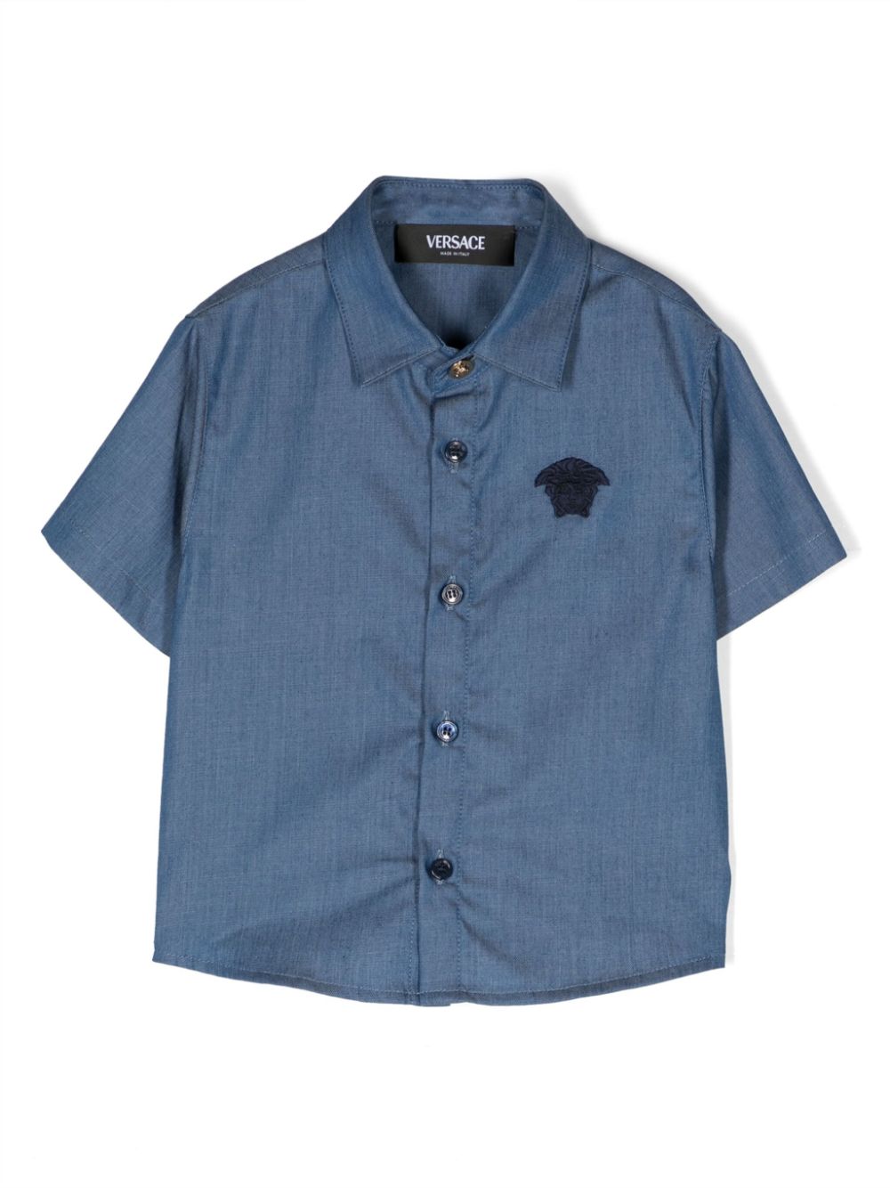 Camicia azzurra per neonato con logo