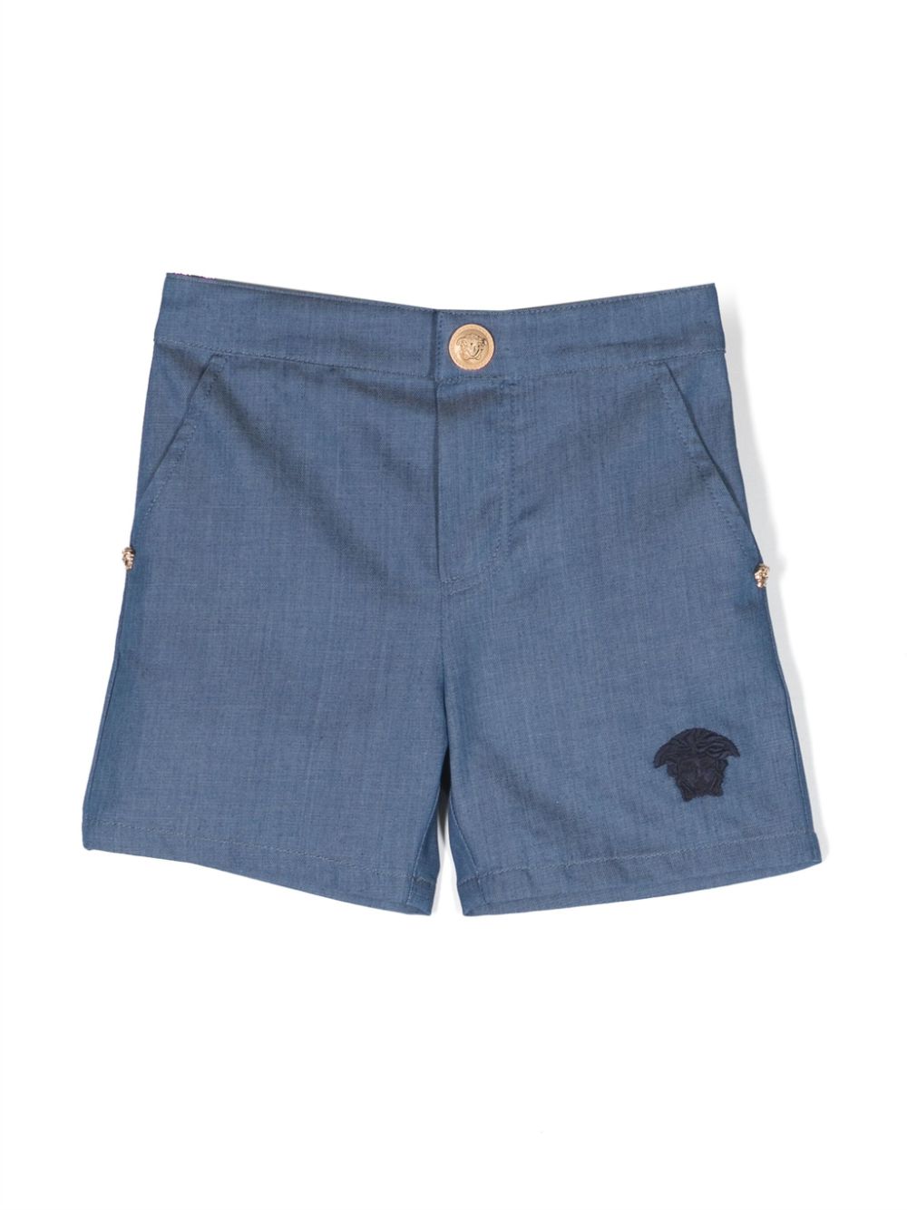 Blue Bermuda shorts for newborns with logo