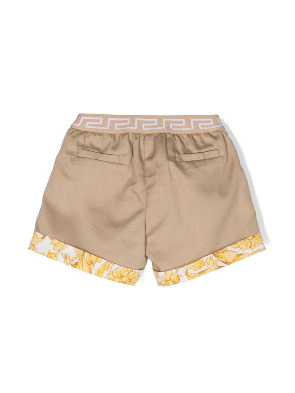 Beige Bermuda shorts for baby girls with logo