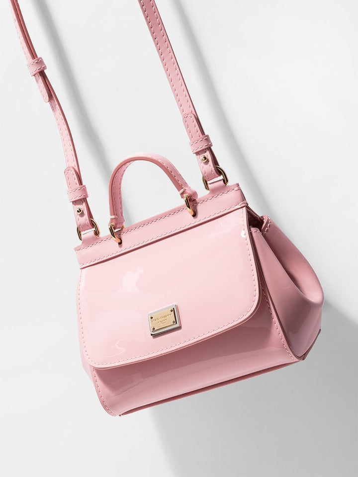 Pink leather bag for girls