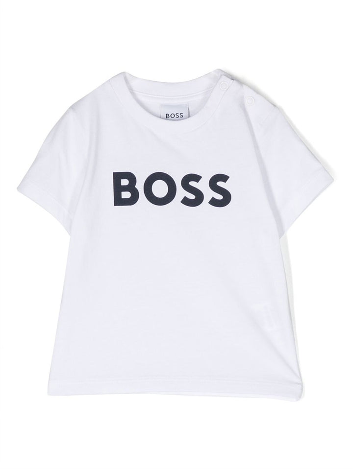 T-shirt bianca per neonato con logo J05P12 10P Boss Kids 