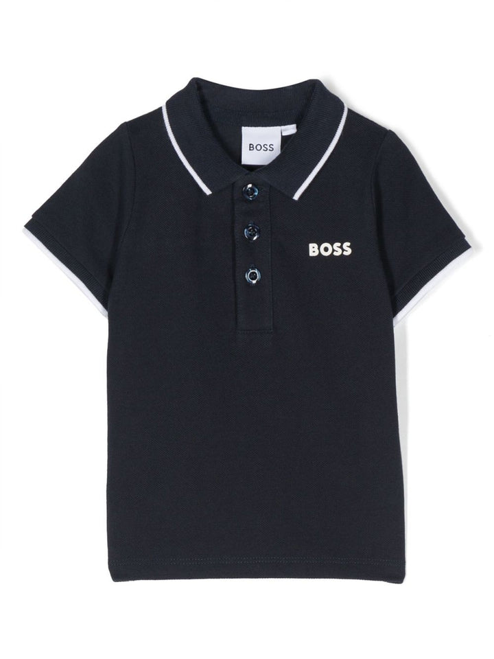 Polo blu navy/bianco per neonato J05P13 849 Boss Kids 