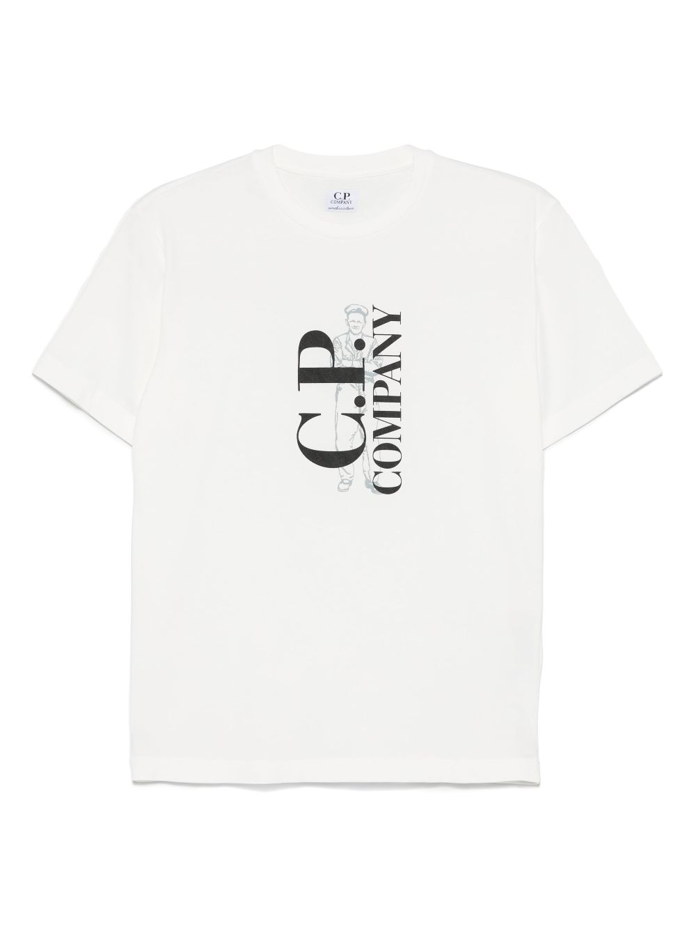 T-shirt bianco per bambino con logo CNM00LLAA17 10135 C.P Company Kids 