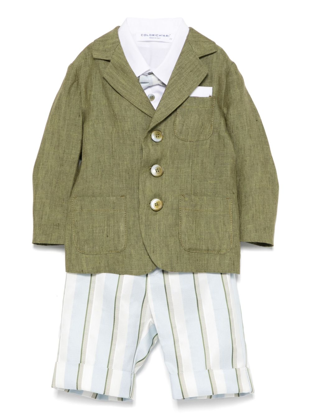 Completo verde oliva/bianco/celeste per neonato MN5080904789 36 Colorichiari Kids 