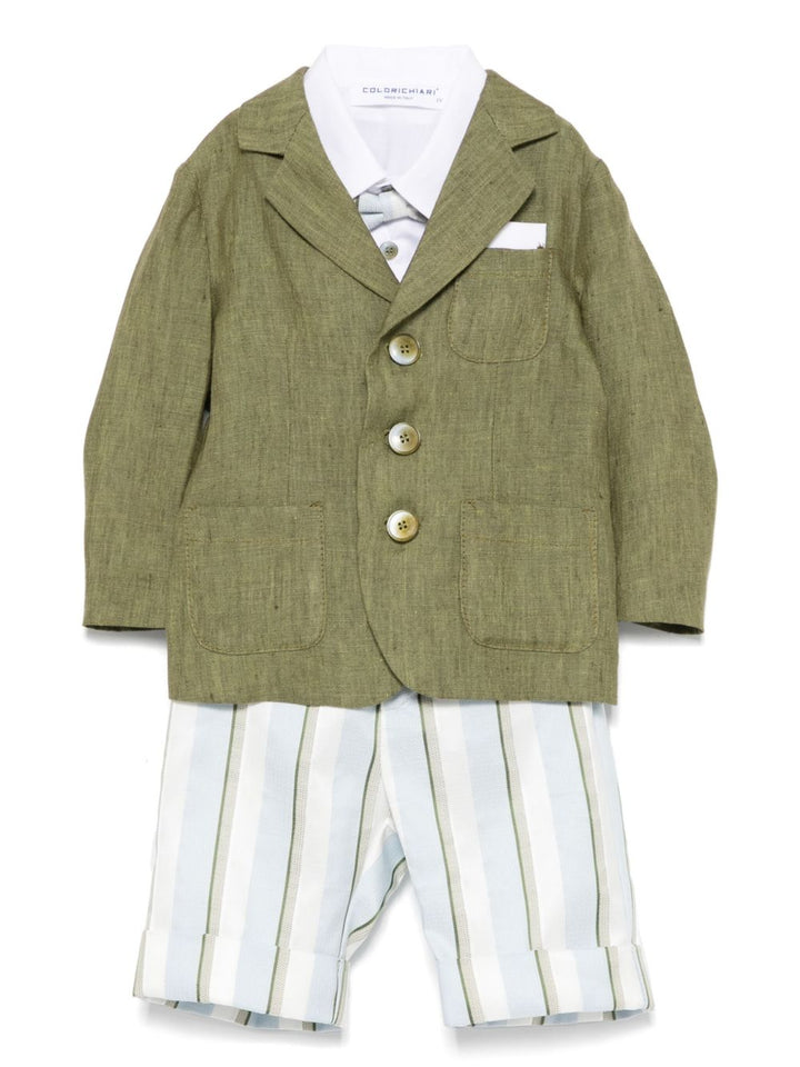 Completo verde oliva/bianco/celeste per neonato MN5080904789 36 Colorichiari Kids 