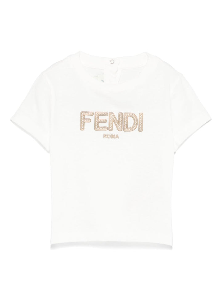 T-shirt bianca per neonato BMI2557AJ F1P2N Fendi Kids 