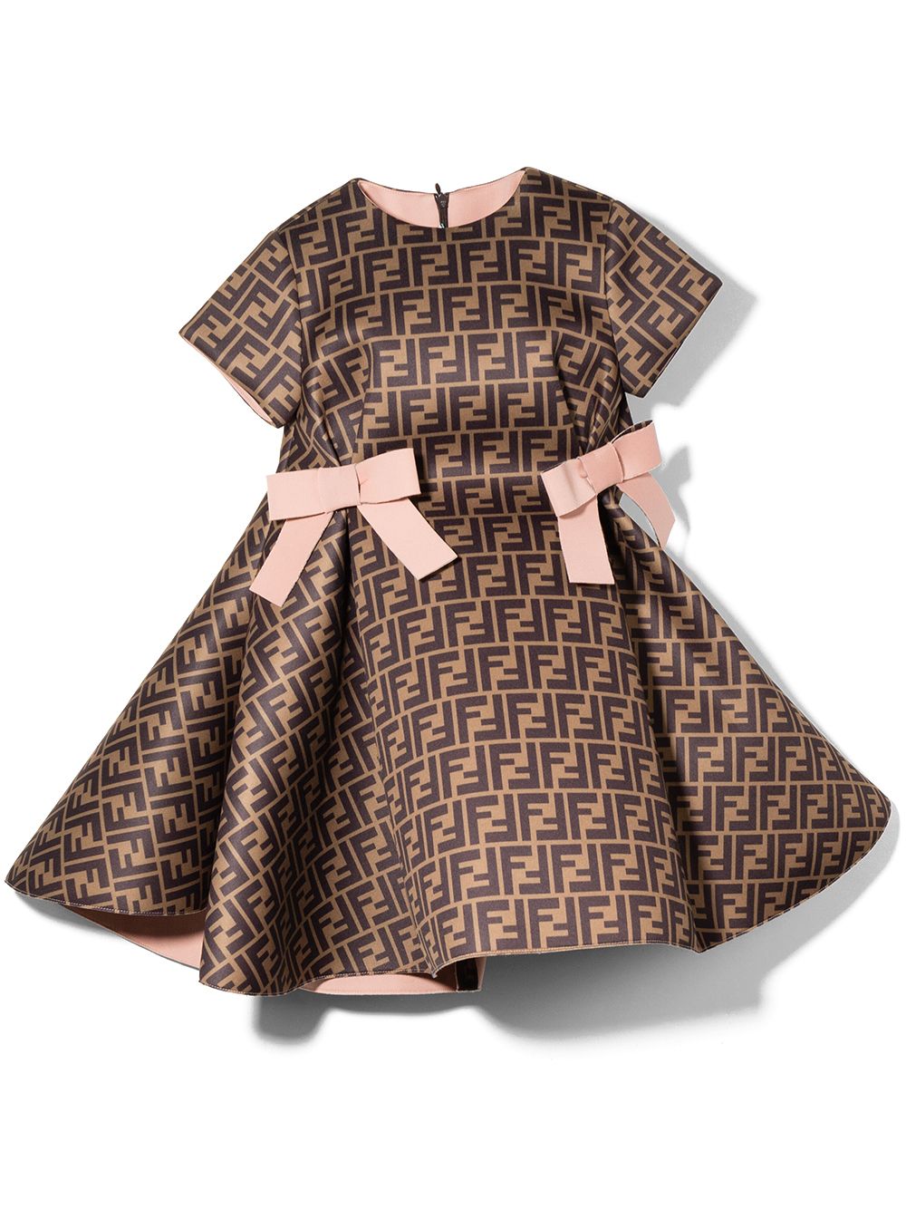 Abito marrone per bambina con fioco JFB400A8LG F0EV6 Fendi Kids 