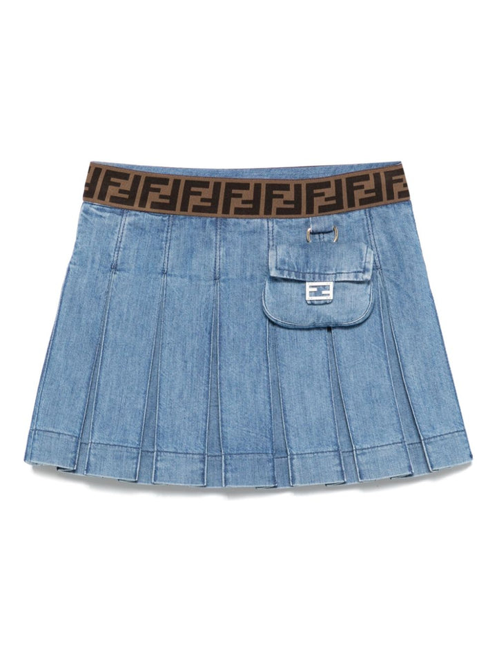 Gonna blu indaco per bambina JFE165ATRF F0QG0 Fendi Kids 