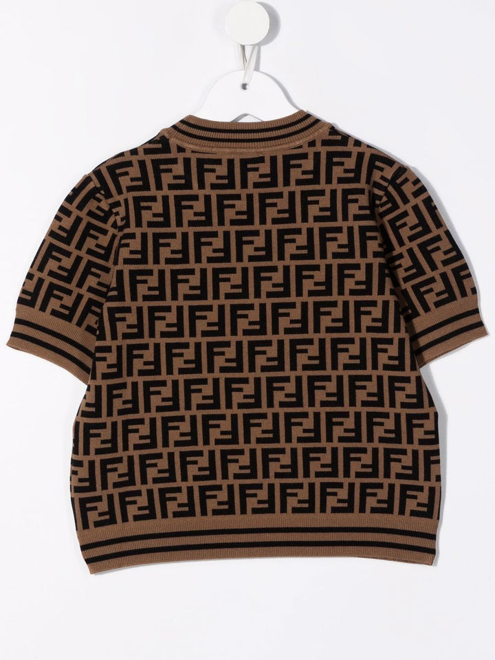 Top marrone per bambina con logo JFG069AEYD F15B6 Fendi Kids 