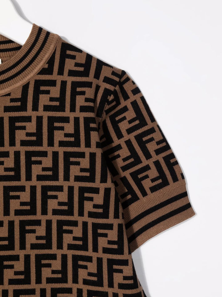 Top marrone per bambina con logo JFG069AEYD F15B6 Fendi Kids 