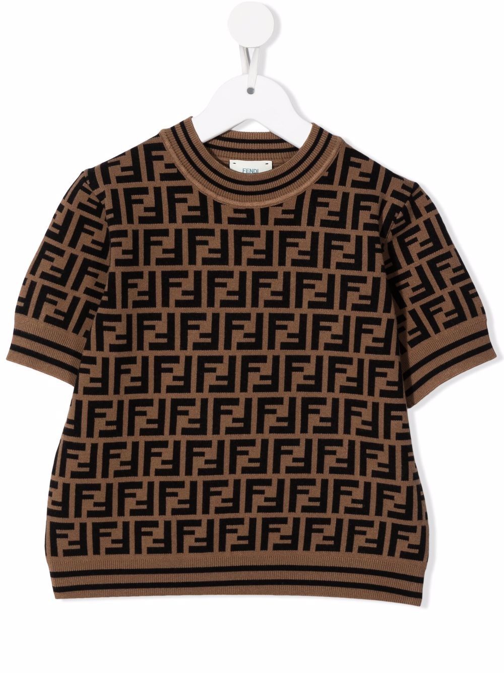 Top marrone per bambina con logo JFG069AEYD F15B6 Fendi Kids 