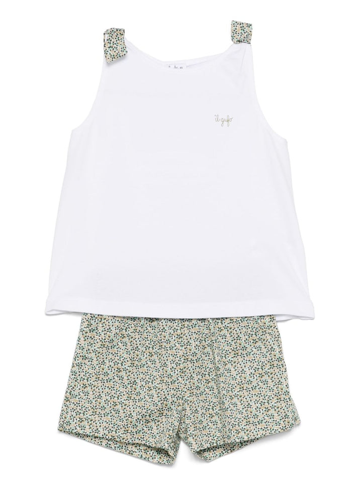Completo bianco/verde per bambina P25DP528MF032 0157 Il Gufo 