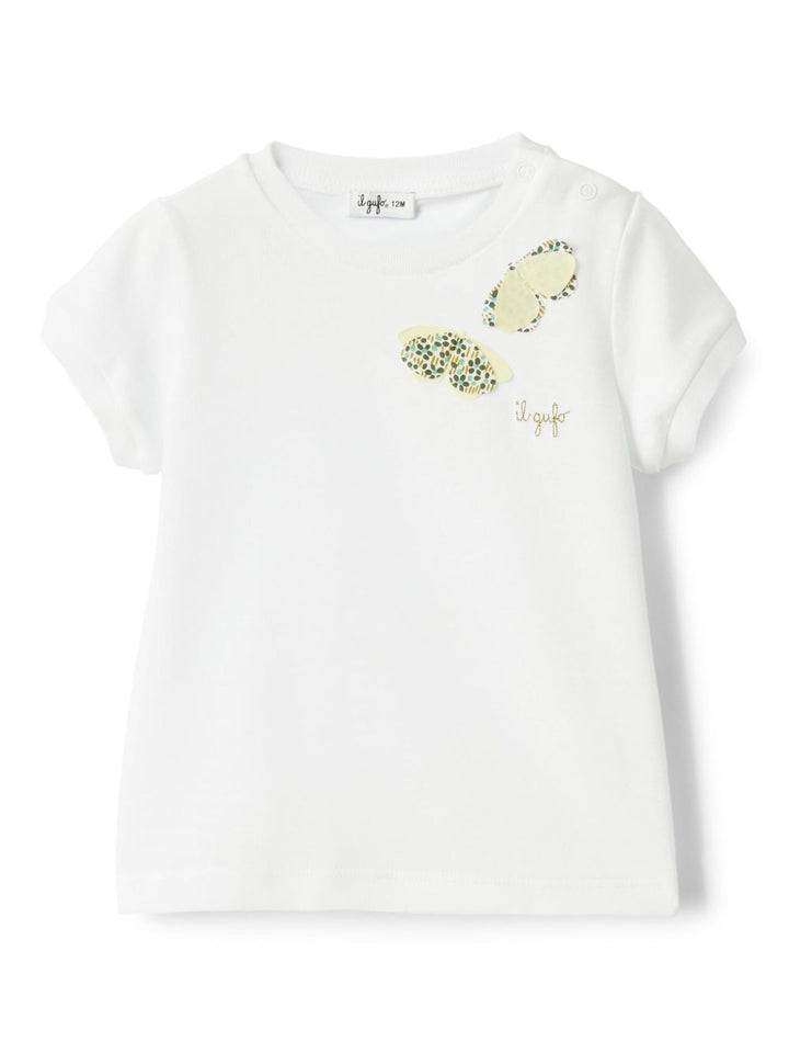 T-shirt bianca per bambina P25TS471MF001 0157 Il Gufo 