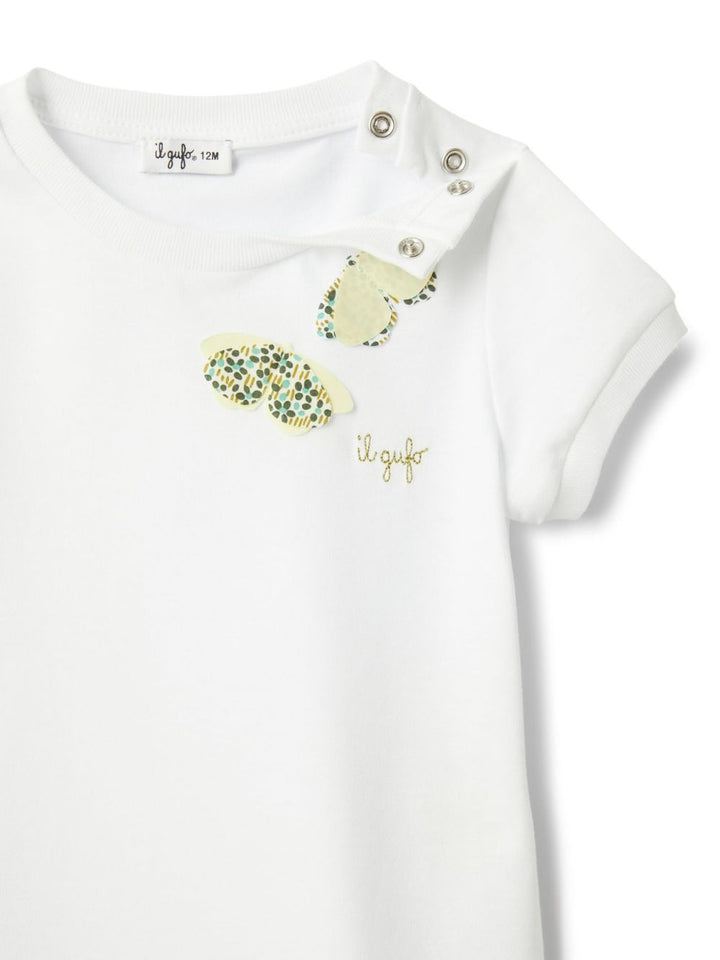 T-shirt bianca per bambina P25TS471MF001 0157 Il Gufo 