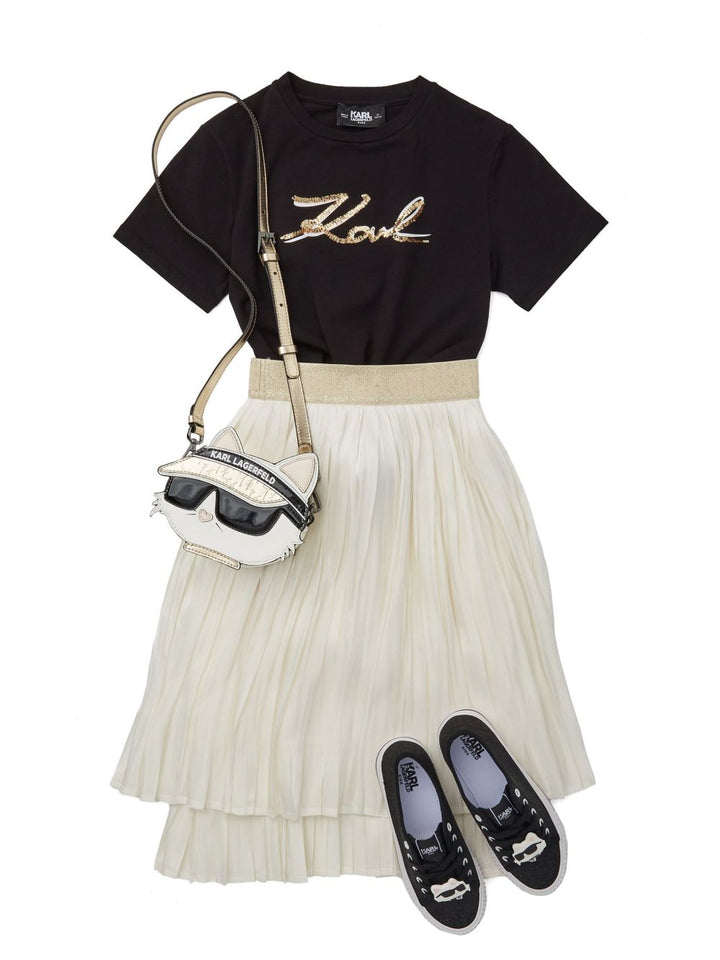 T-shirt nera per bambina Z30485 09B Karl Lagerfeld Kids 