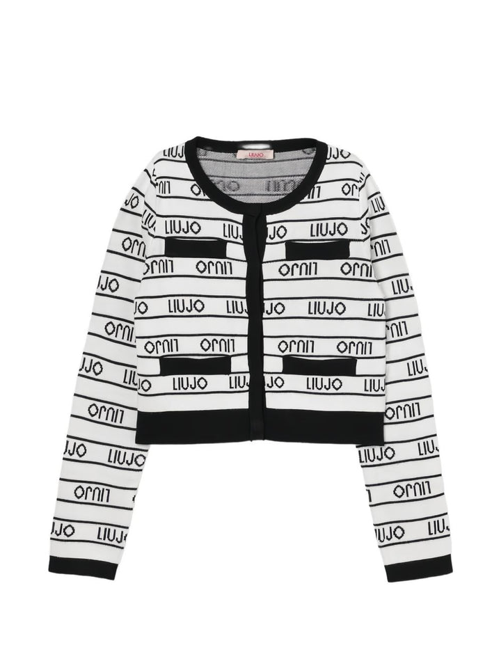 Cardigan bianco/nero per bambina GA5205MS49I M9066 Liu Jo 