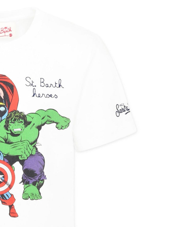 T-shirt bianco per bambino con stampa TSH0001 01188H MC2 Saint Barth Kids 