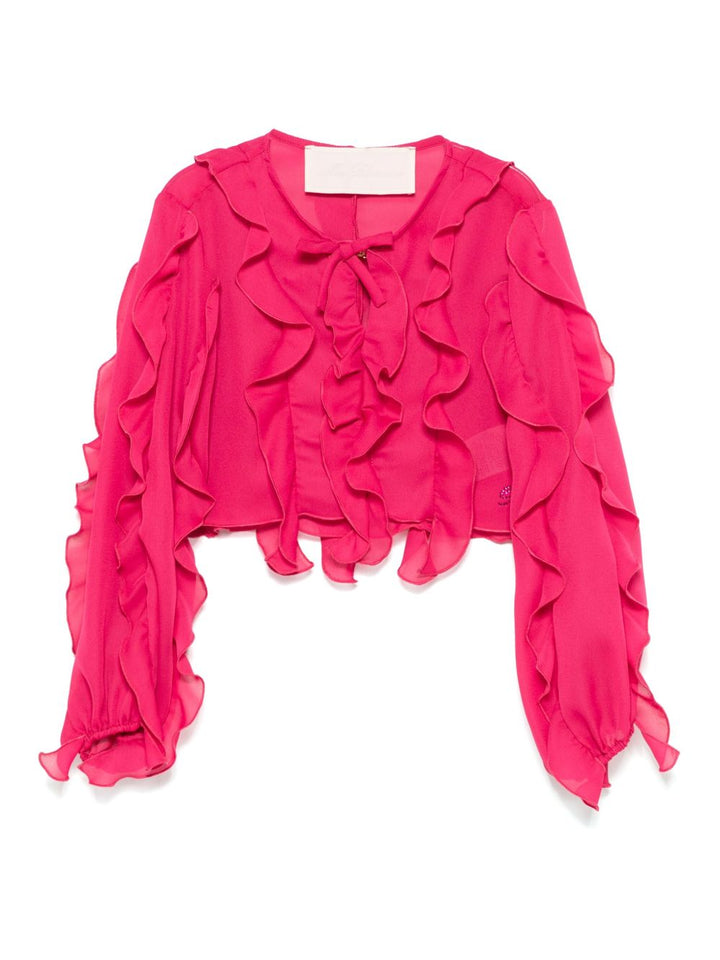 Camicia rosa intenso per bambina BFCA0080GA016 3362 Miss Blumarine 