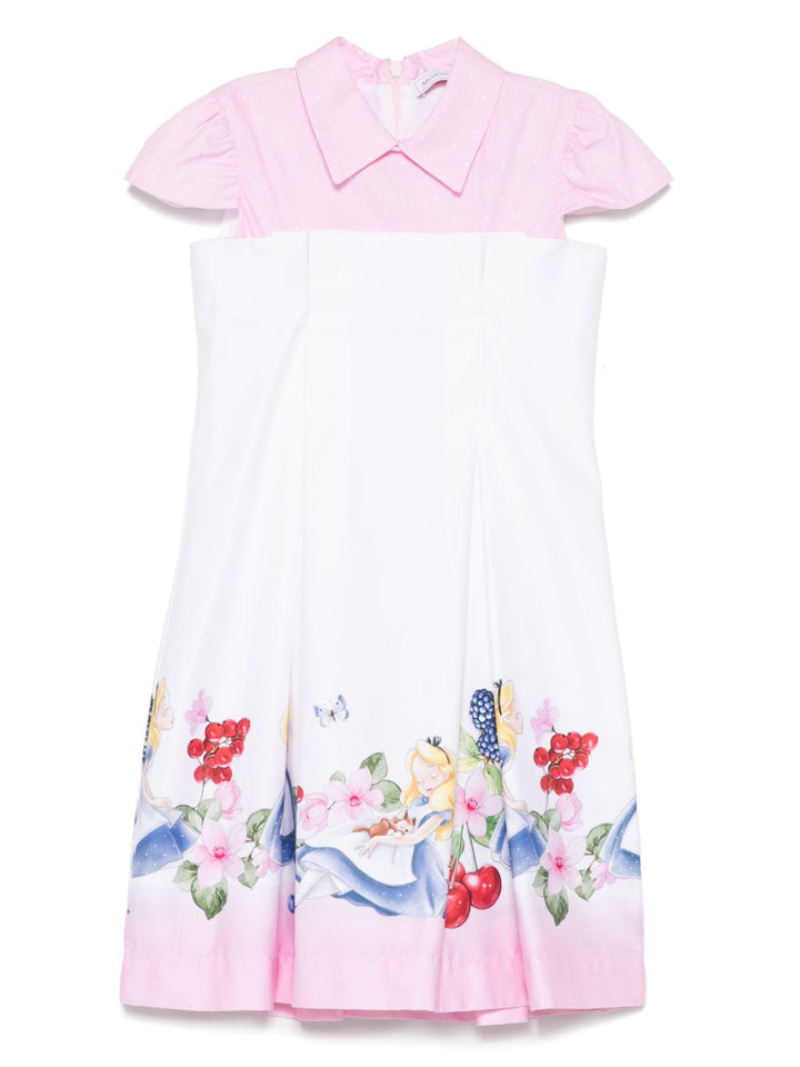 Abito rosa/bianco per bambina 11E9205669 9990 Monnalisa Kids 