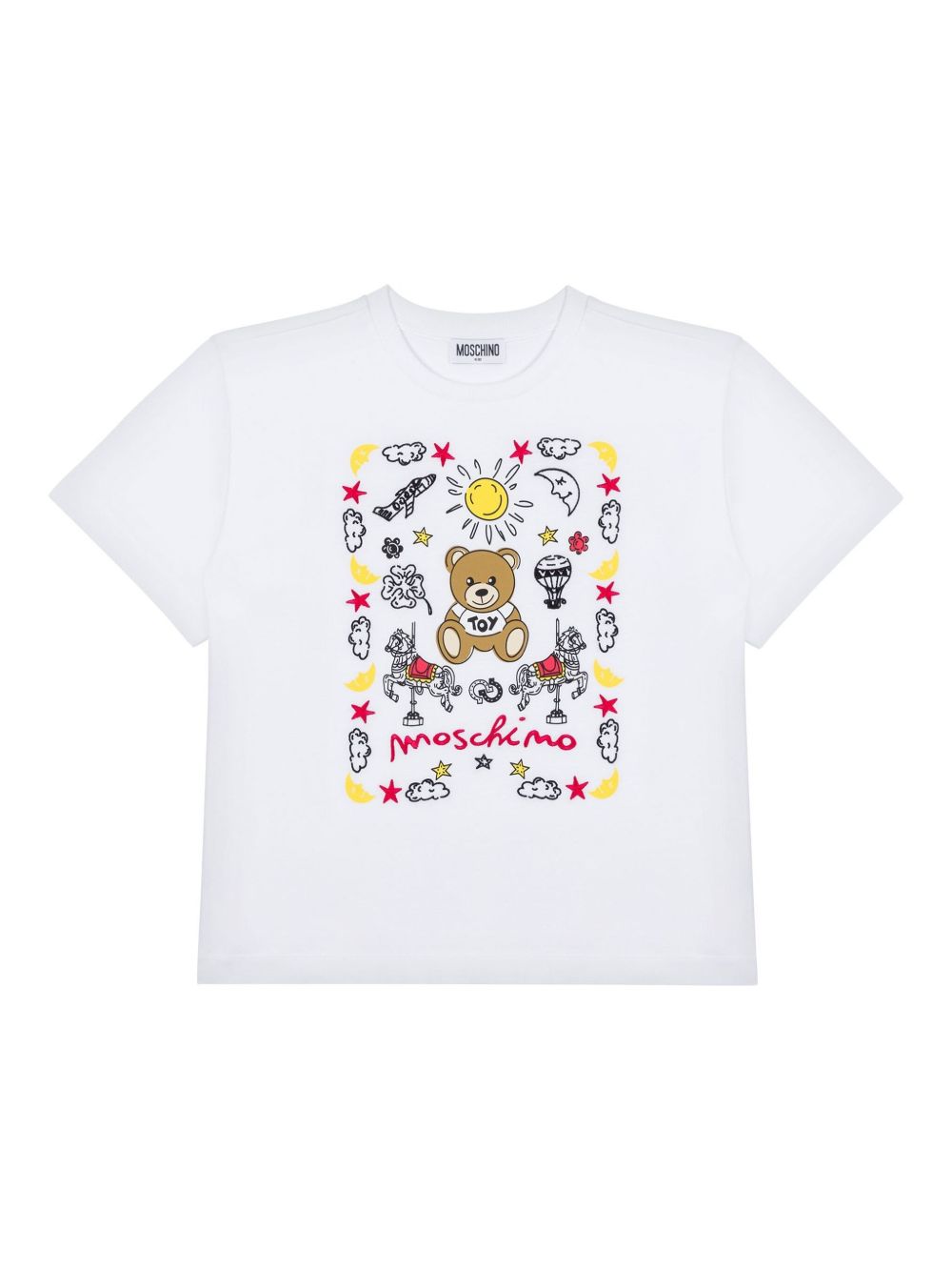 T-shirt bianco per bambino HNM050LAA23 10101 Moschino Kids 