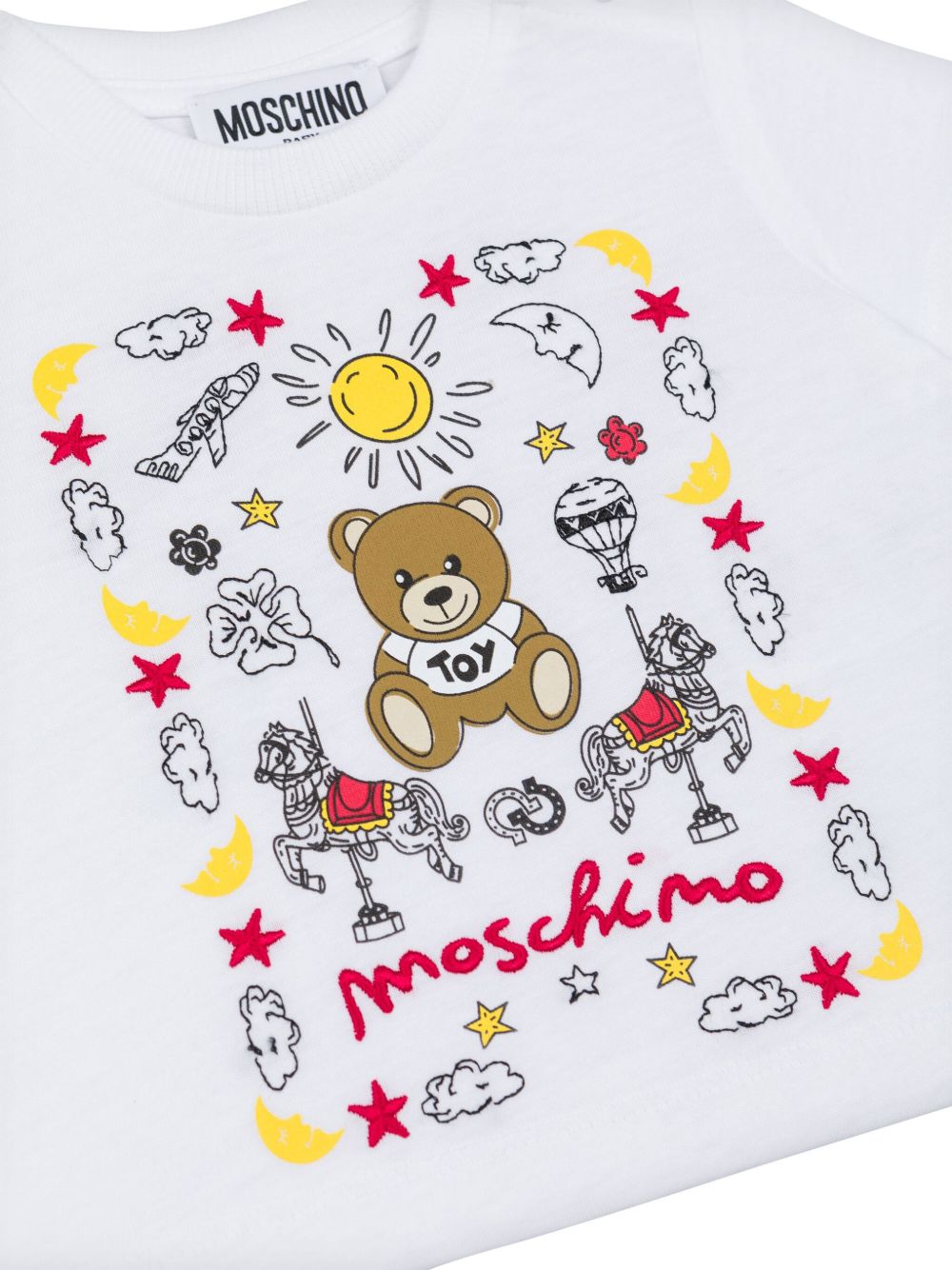 T-shirt bianca per neonato MMM047LAA23 10101 Moschino Kids 