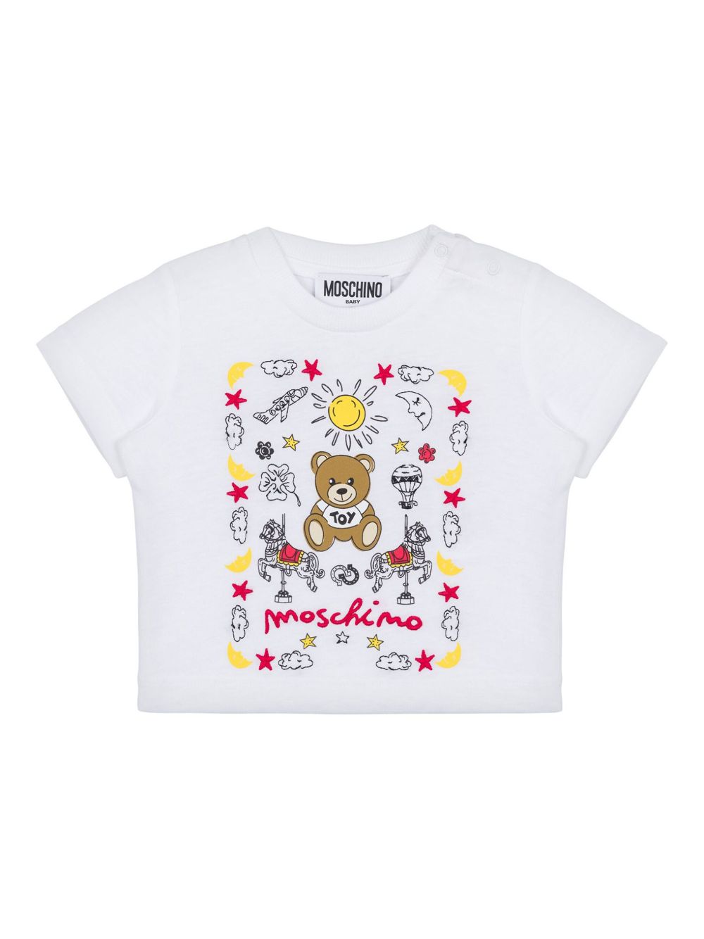 T-shirt bianca per neonato MMM047LAA23 10101 Moschino Kids 