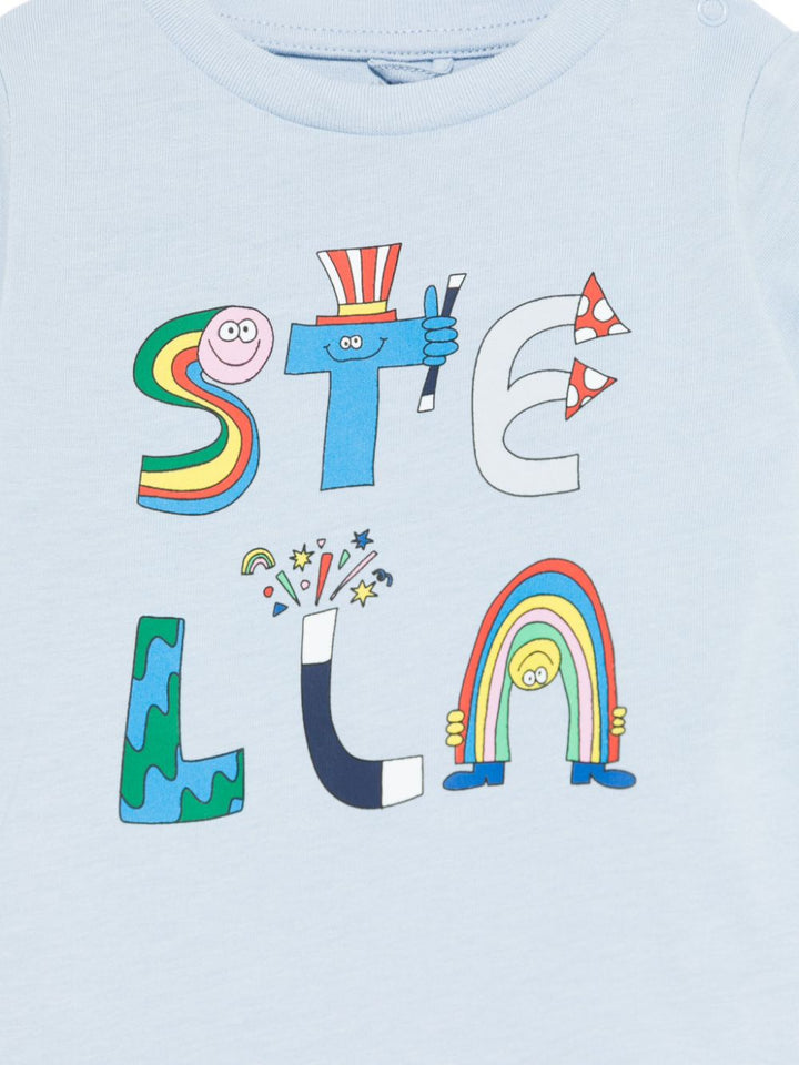 T-shirt blu pastello per neonato TW8521Z0434 652 Stella McCartney Kids 