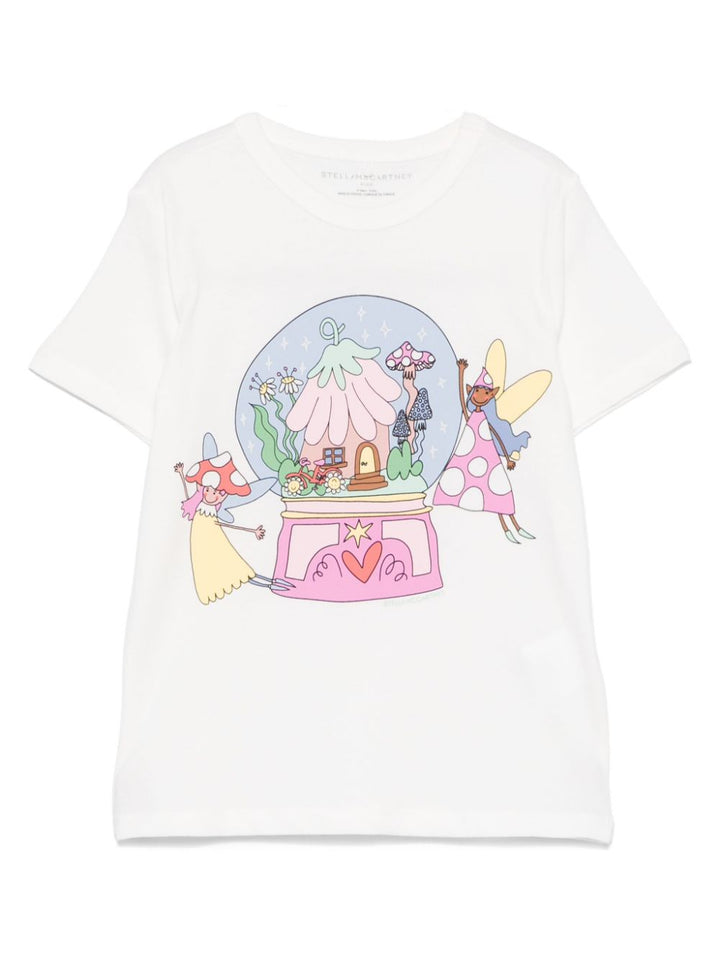 T-shirt bianco con stampa per bambina TW8A11Z0434 101 Stella McCartney Kids 