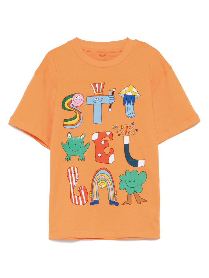 T-shirt arancione per bambino TW8Q01Z0434 442 Stella McCartney Kids 