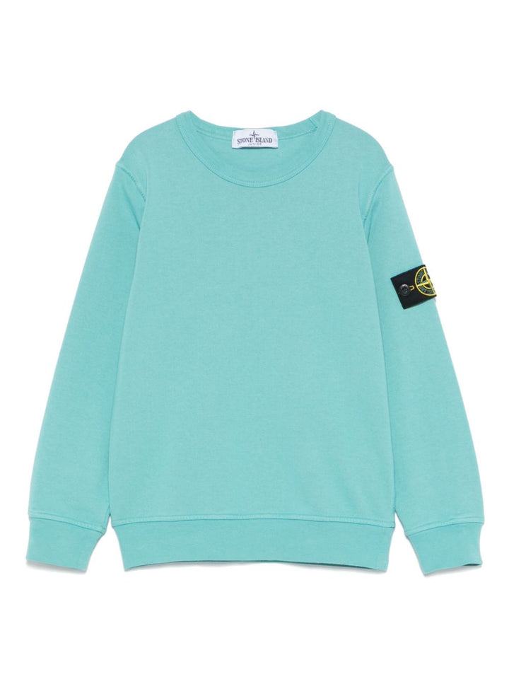Felpa blu acqua per bambino 66100011S0040 V0042 Stone Island Kids 