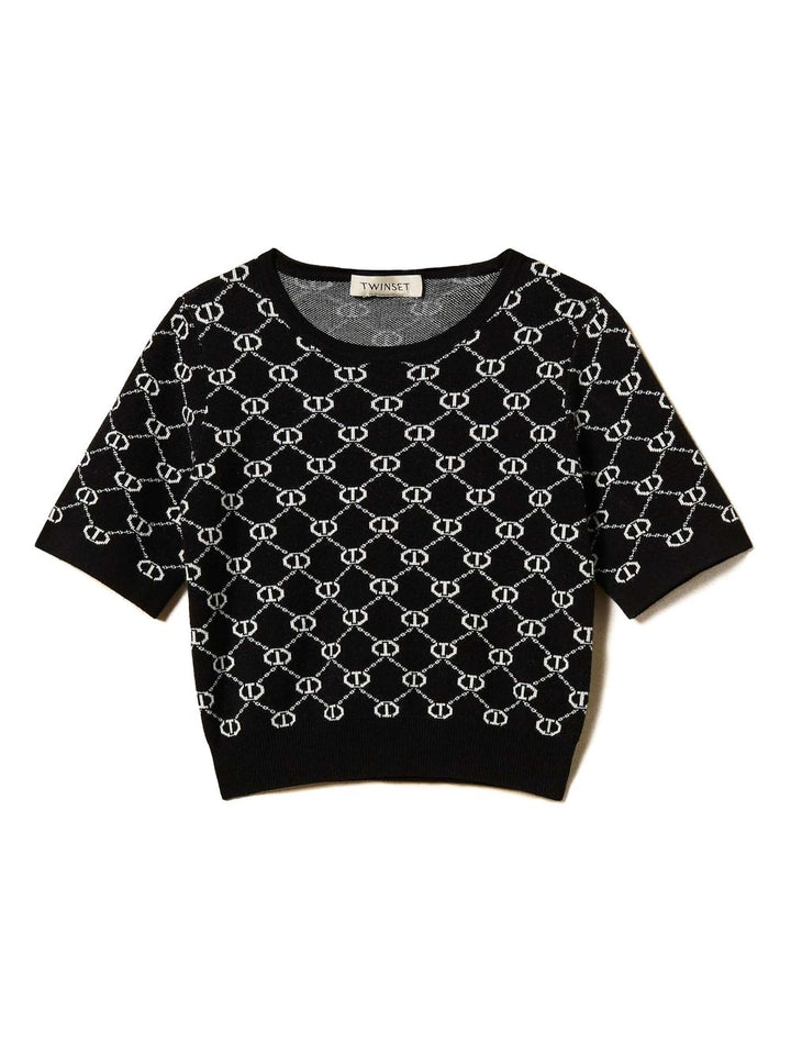 Top nero per bambina 251GJ3QX1 02851 Twin Set 