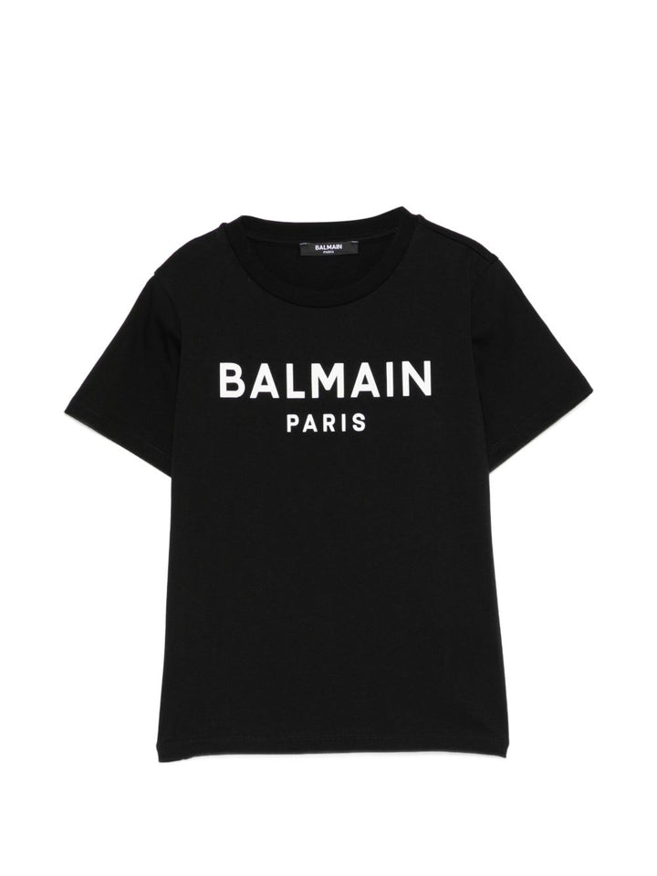 T-shirt nera per bambino BY8R11Z3672 930BC Balmain Kids 