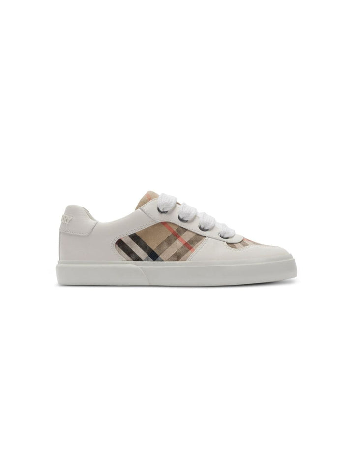 Sneaker unisex iin pelle e cotone bianca 8089736 B9368 Burberry Kids 
