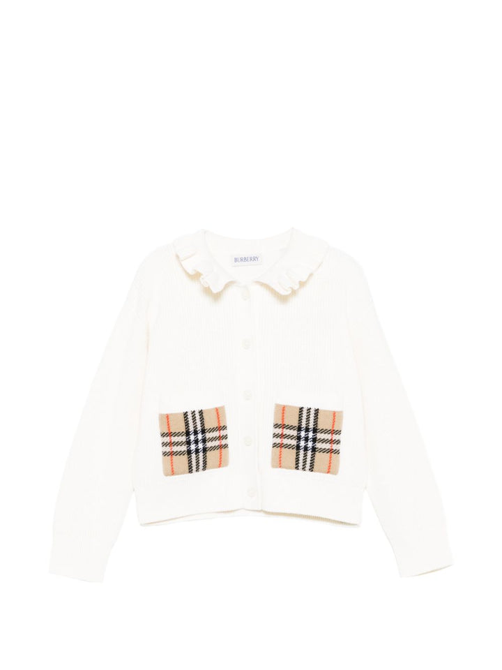 Cardigan avorio per bambina 8117677 A1452 Burberry Kids 