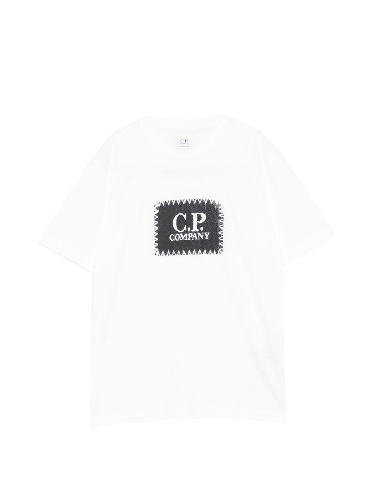 T-shirt bianco per bambino CMM00TLAA17 10135 C.P Company Kids 