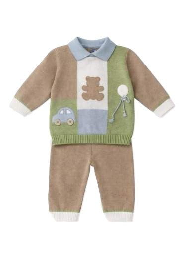 Completo marrone/bianco/verde per neonato MF2182704470 2750 Colorichiari Kids 